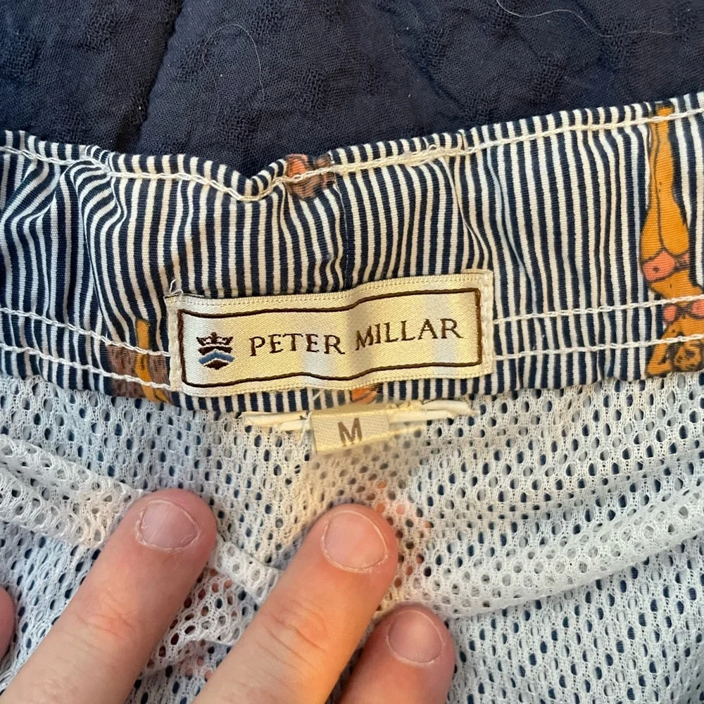 Peter‎ Millar Navy and White Striped Swim Trucks with bikini women print medium